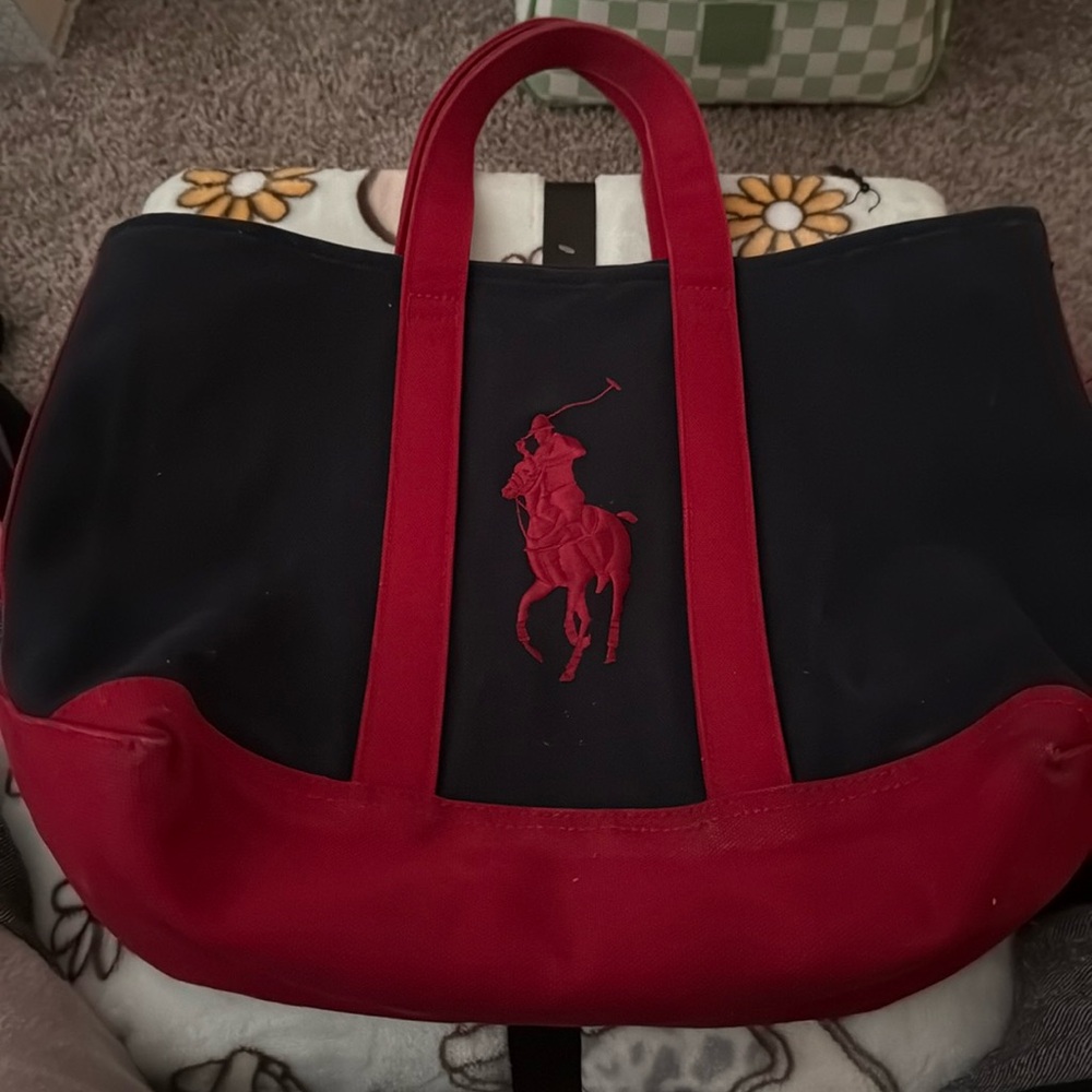 Ralph Lauren Big Pony Polo Canvas Tote Navy with Red Pony